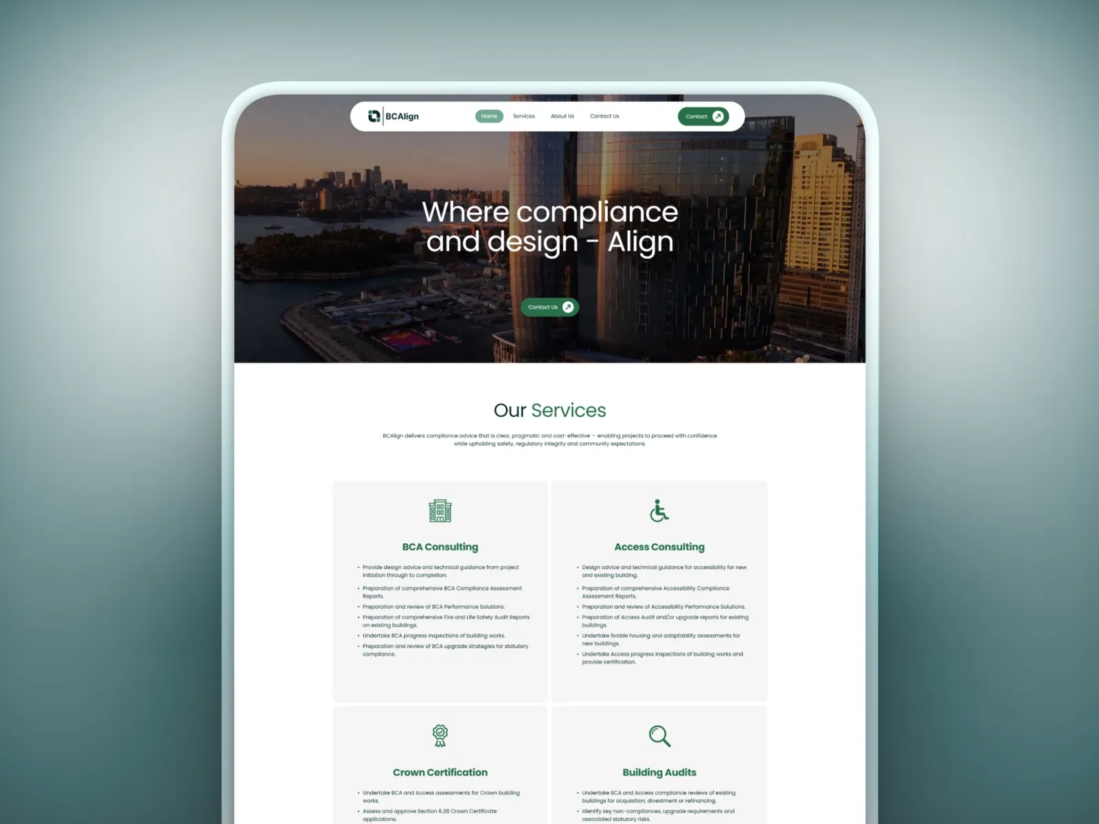 BCAlign, website mockup 1
