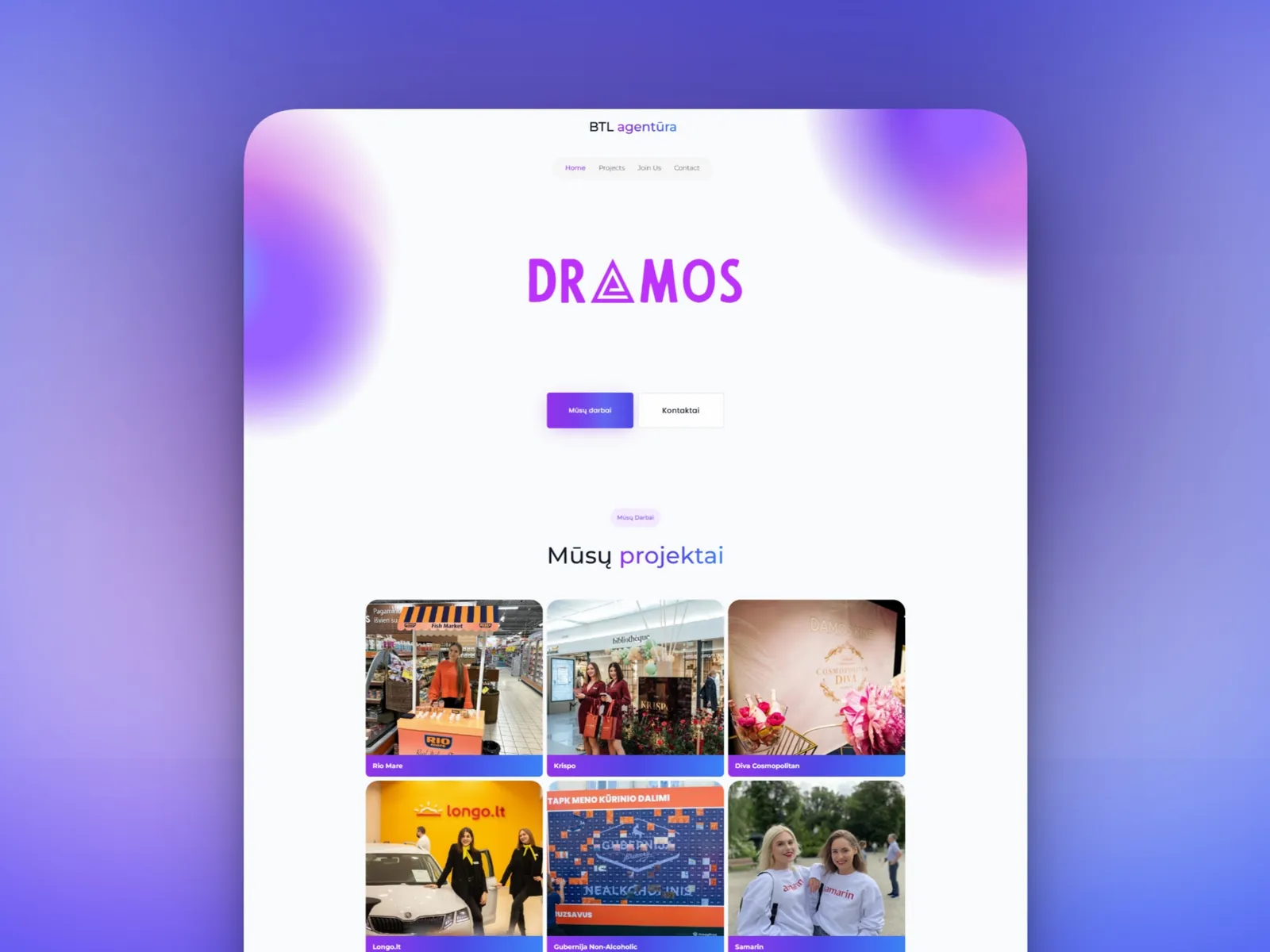 Dramos, website mockup 2