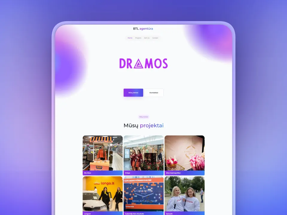 Dramos, website mockup