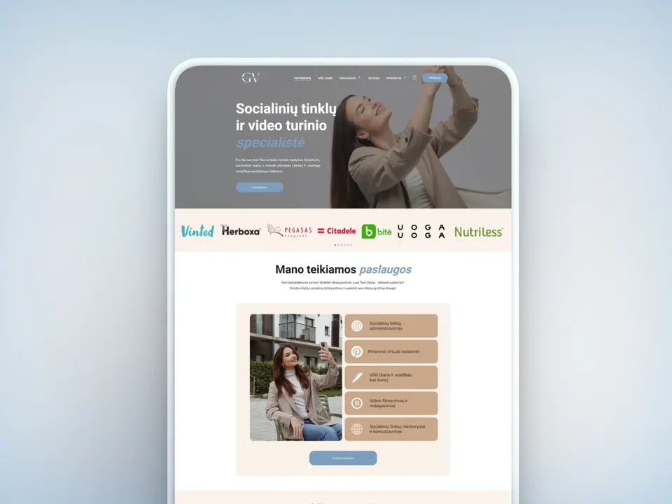 Giedrės medija, website mockup