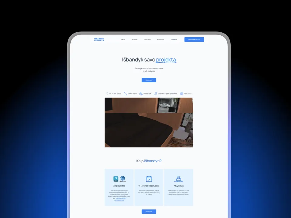 Išbandyk projektą, website mockup