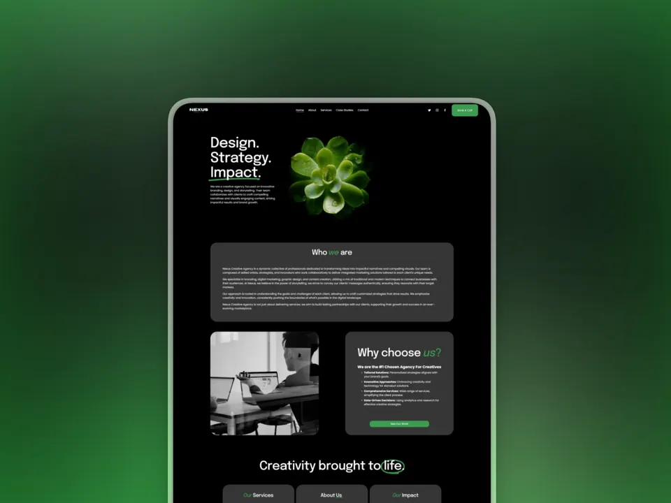 Nexus, website mockup