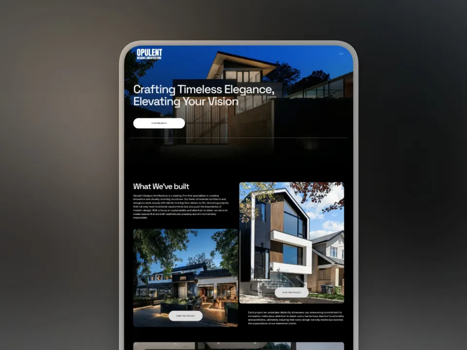 Opulent Designs, website mockup
