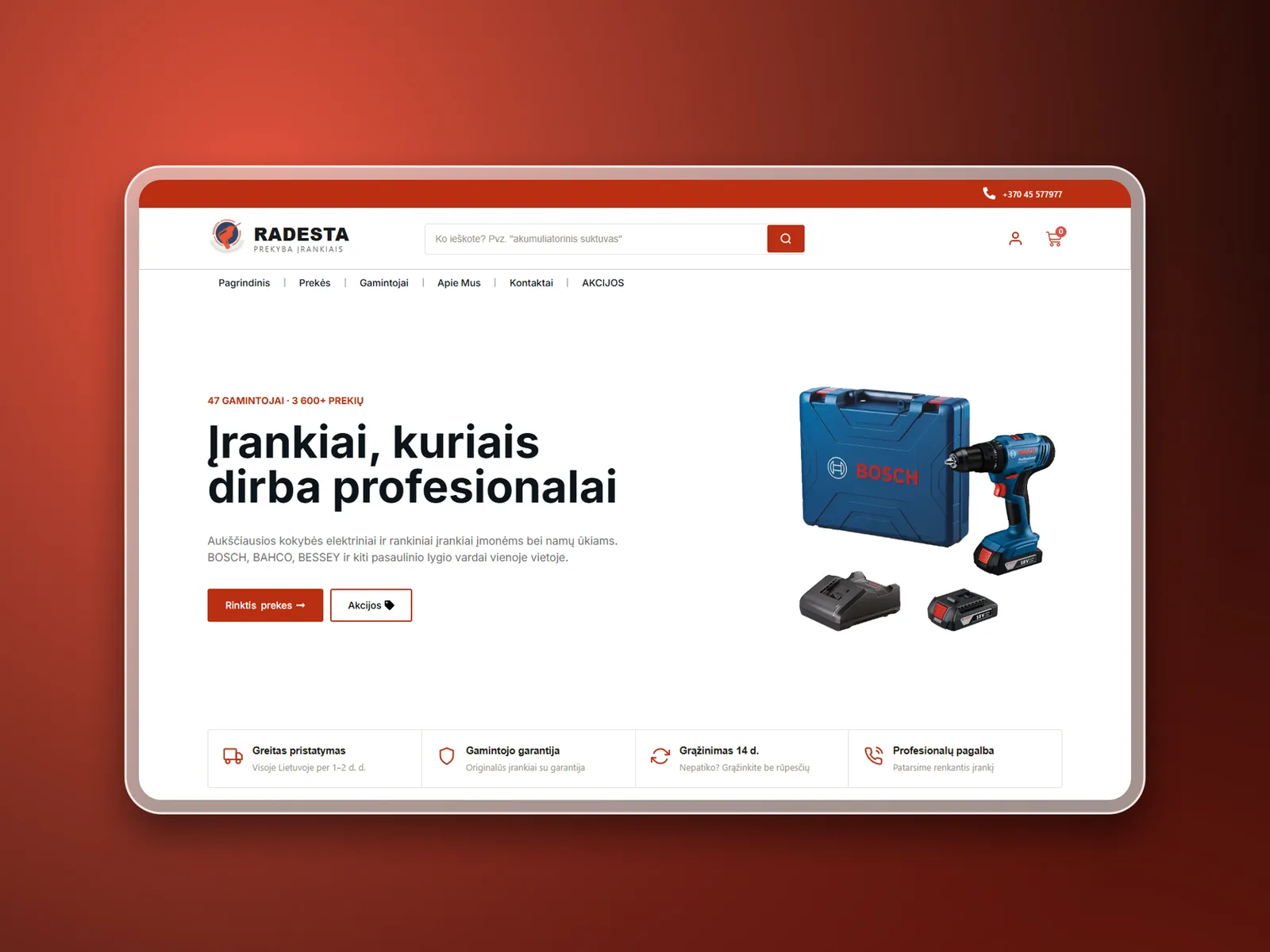 Radesta, website mockup 1