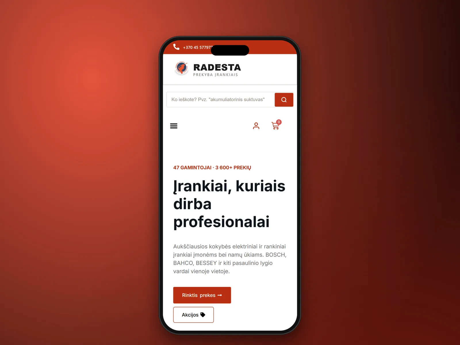 Radesta, website mockup 3