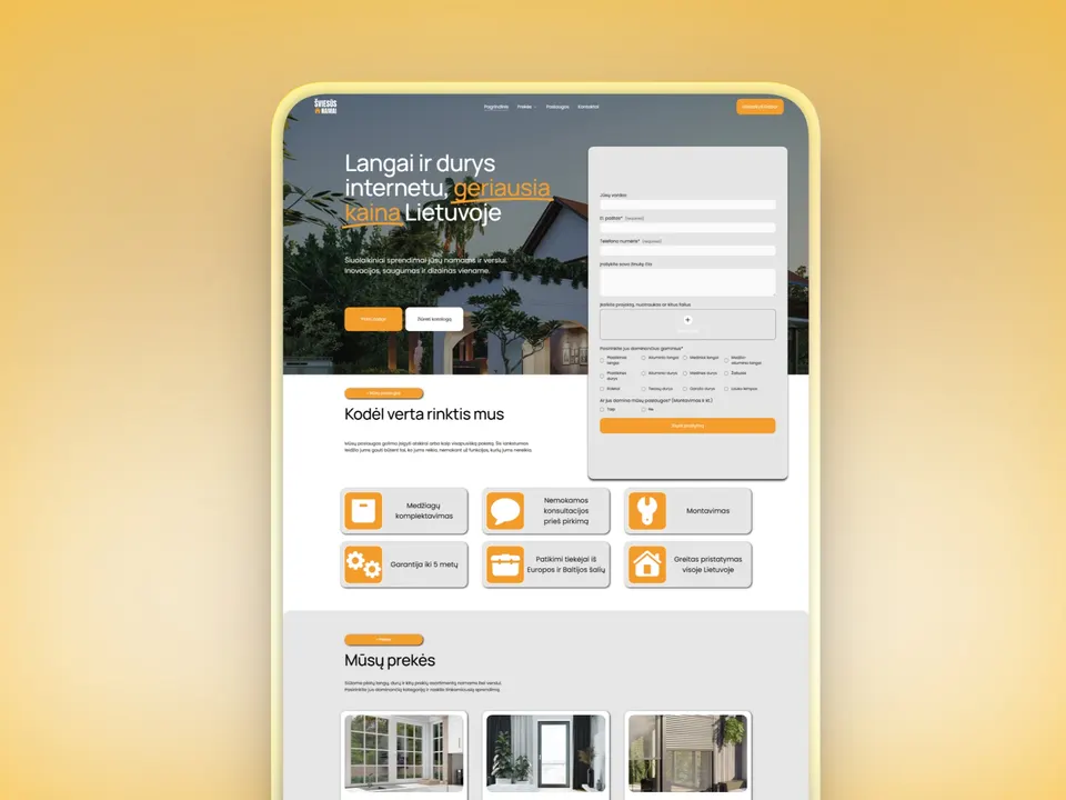 Šviesūs namai, website mockup