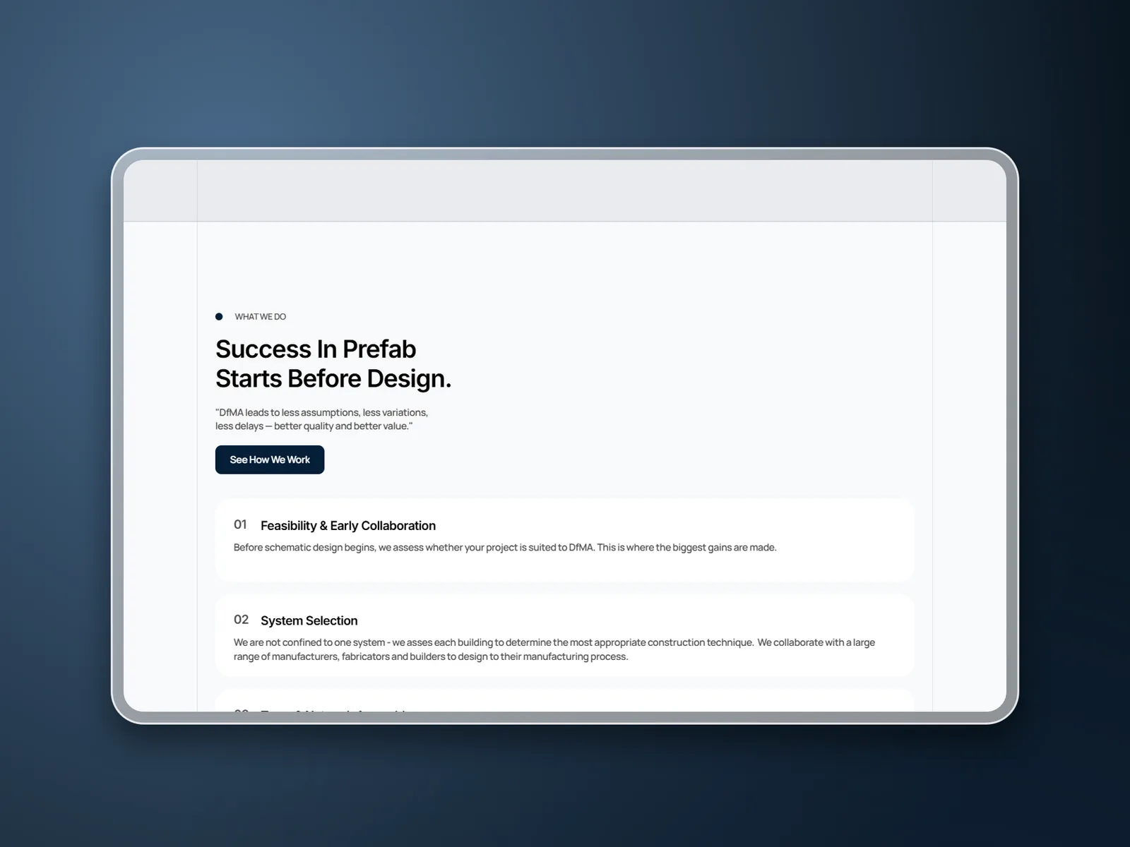 Systemised Design Group, website mockup 2