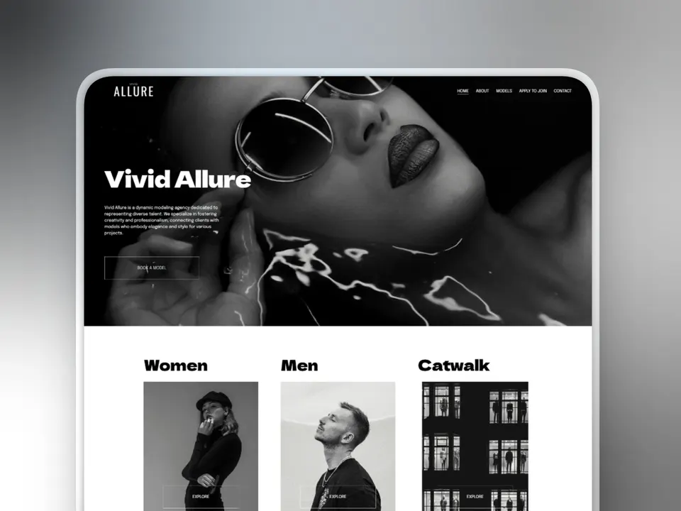 Vivid Allure, website mockup