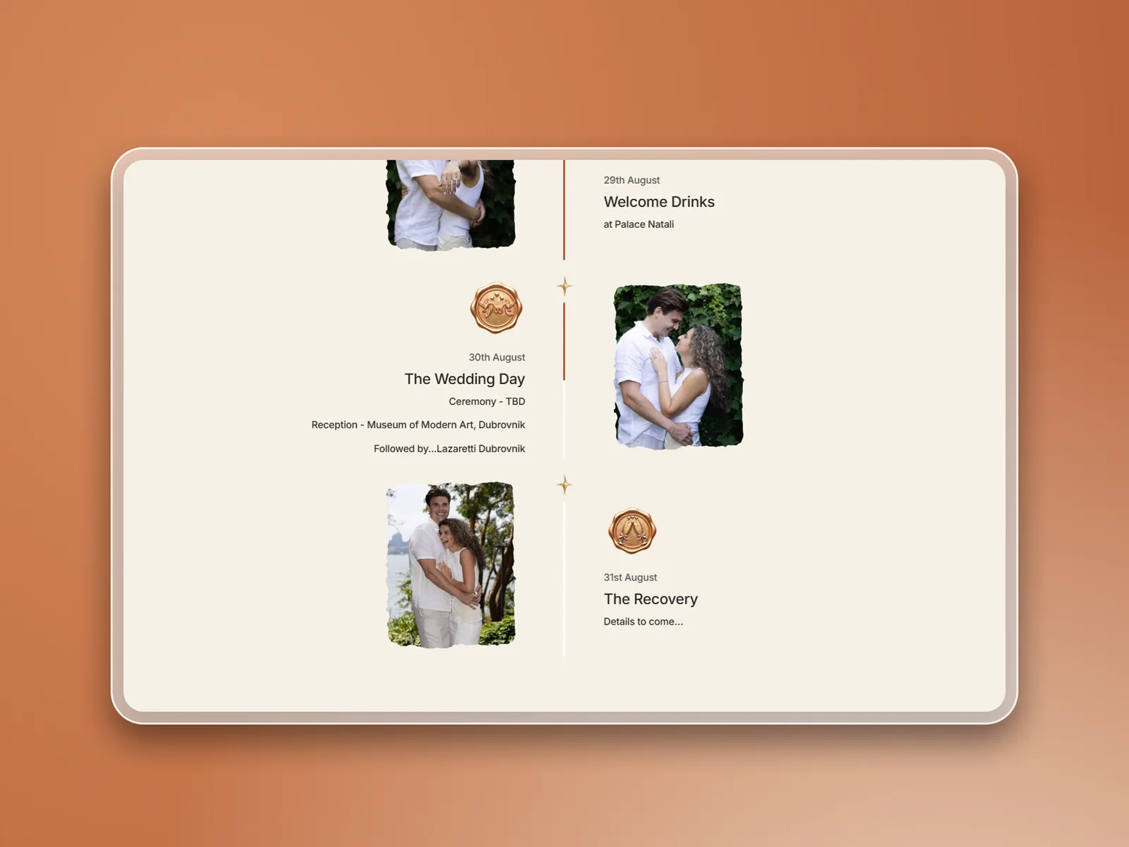 Natalie & Jarryd, website mockup 2