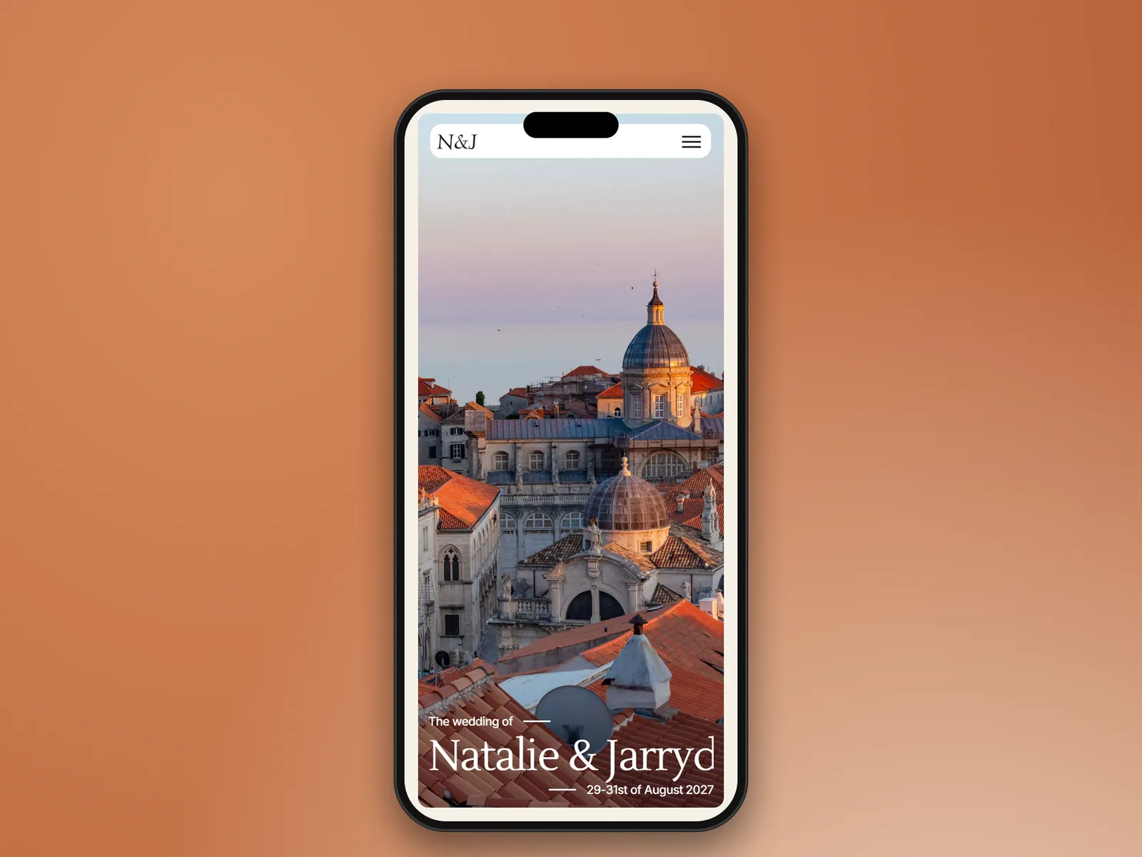 Natalie & Jarryd, website mockup 3