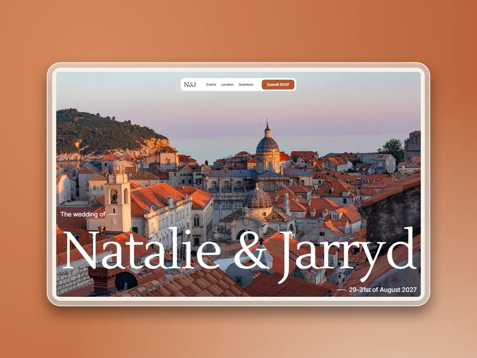 Natalie & Jarryd, website mockup